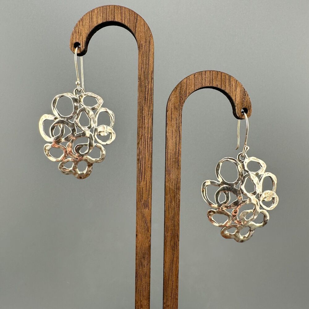 Vintage Silver Modernist Earrings Hagit Gorali Israel 925 Sterling Dangle Drop